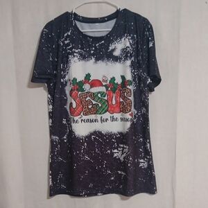 Black and White Jesus Christmas Short Sleeve Tee Shirt Size XXLarge